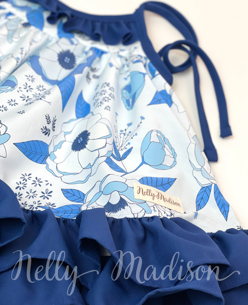 Blue Peonies Hannah Dress + Dollies Set