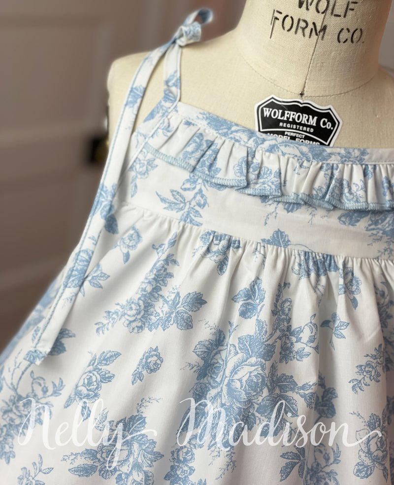 Vintage Blue Toile Hannah Dress