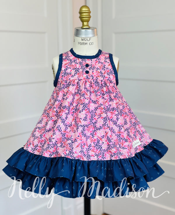 Pink & Navy Floral Lydia Dress *bundle extras*
