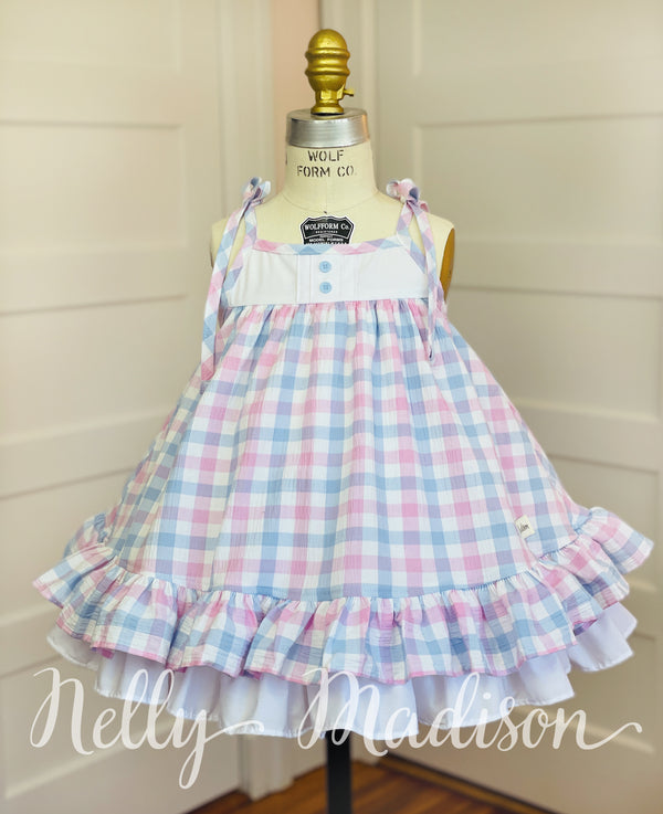 Pink & Blue Plaid Spring Hannah Dress